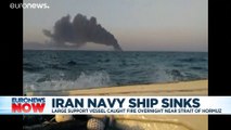 Iranian navy ship sinks after catching fire