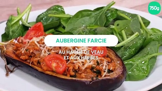 Aubergine farcie au haché de veau et aux herbes