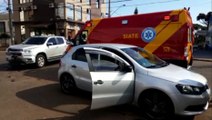 Gestante fica ferida em colisão que envolveu dois veículos na Rua Padre Anchieta, no Bairro Parque São Paulo