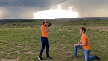 AccuWeather meteorologists get engaged in front of a tornado