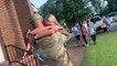 Girl Hugs Military Dad While Crying When He Surprise Visits Her At Church Before Graduation Ceremony