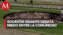 Socavón de Zacatepec sigue aumentando su diámetro