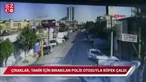 Tamir için bırakılan polis otosuyla tur atan çıraklar, köpek çaldı