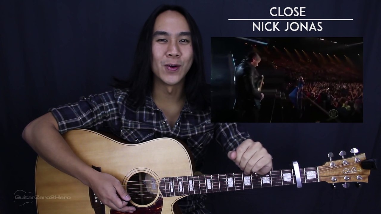 Close Nick Jonas Guitar Tutorial Lesson Acoustic