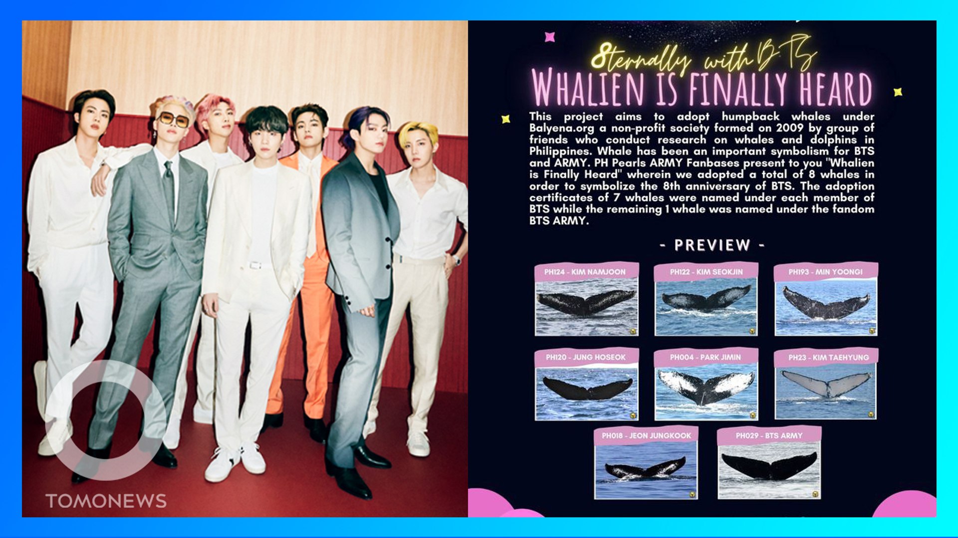 慶祝bts成軍8週年粉絲以團員名稱替鯨魚命名 Video Dailymotion