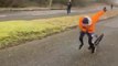 Boy Crashes While Speeding on Unicycle