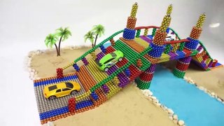 How to make a rainbow bridge with magnets, kinetic sand and car games ● Magnet Bridge