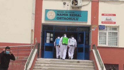 Beypazarı'nda okullarda dezenfekte çalışması yapılıyor