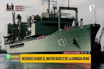 Irán: barco más grande de la armada se hundió tras incendio