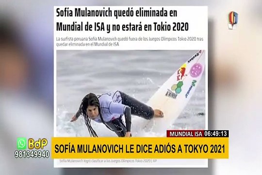 No irá a los Juegos Olímpicos Tokio 2020: Sofía Mulanovich quedó eliminada del Mundial ISA
