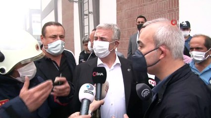 Ankara’daki bir iş merkezinde çıkan yangında dumandan etkilenen 7 kişi hastaneye kaldırıldı