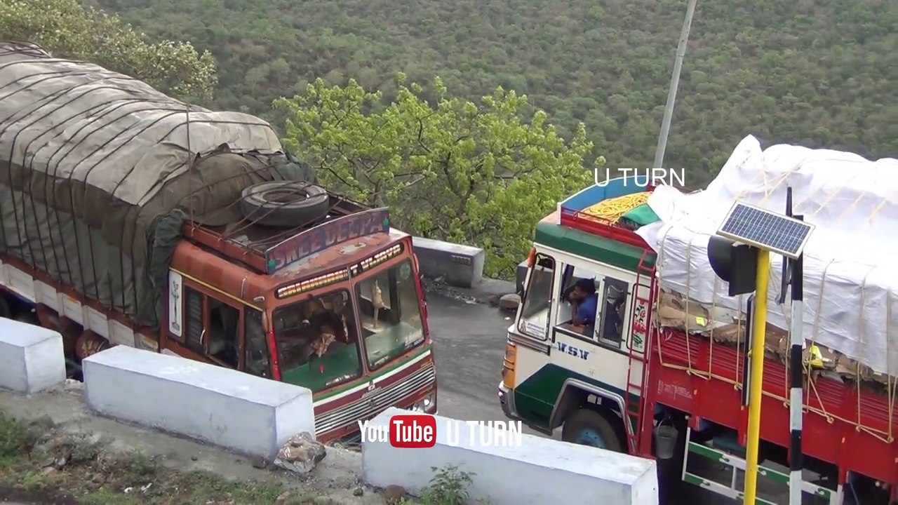Heavy Loaded Truck Turning in Dhimbam Ghat Road  U Turn