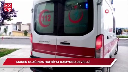 下载视频: Maden ocağında hafriyat kamyonu devrildi