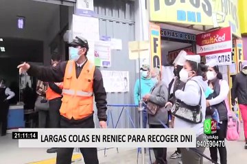 Descargar video: Ciudadanos forman largas colas en Reniec para recoger DNI