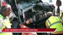 Kuzey Marmara Otoyolunda bariyerlere çarpan tır sürücüsü ağır yaralandı
