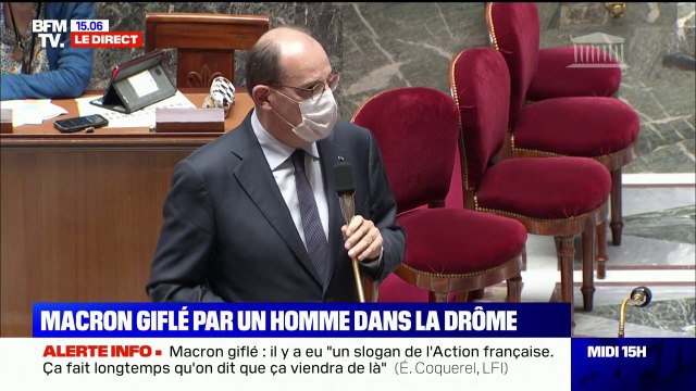 Macron giflé: La démocratie ne peut en aucun cas être la violence, l'agression verbale et encore moins physique , réagit Jean Castex