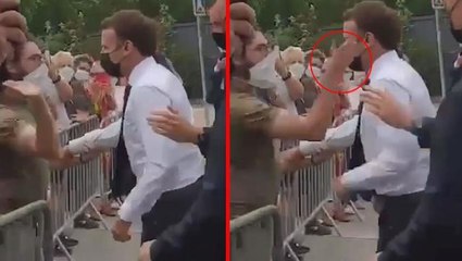 Fransa Cumhurbaşkanı Macron, seçim kampanyası için gittiği bölgede tokatlandı