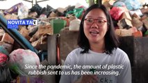 Indonesian women take on plastic waste brick by brick
