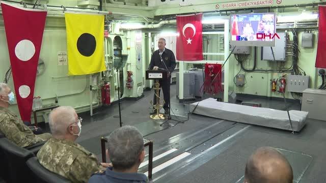 Bakan Akar, 'Denizkurdu 2021 Tatbikatı'nın Doğu Akdeniz'deki 'seçkin gözlemci günü' etkinliğinde konuştu