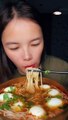 Chinese Mukbang: Beautiful Lady Eating Show Fire Soupy Noodle Recipe* & Some Soft Boiled Eggs