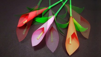 How To Make Calla Lily Paper Flower | Very Easy Origami Flower For Beginners !!!