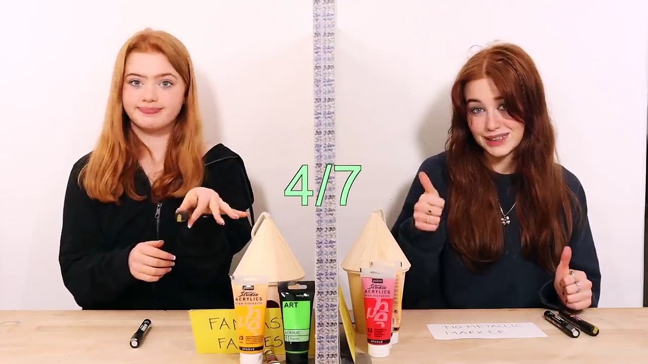 Twin Telepathy 3 Color Painting Bird Houses Art Challenge *Diy Bird House Ideas | Ruby And Raylee