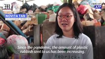 Indonesian women take on plastic waste brick by brick