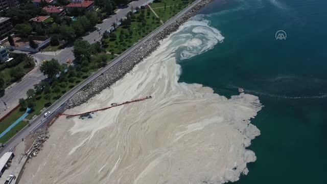 Caddebostan Sahili'nde müsilaj temizliğine başlandı