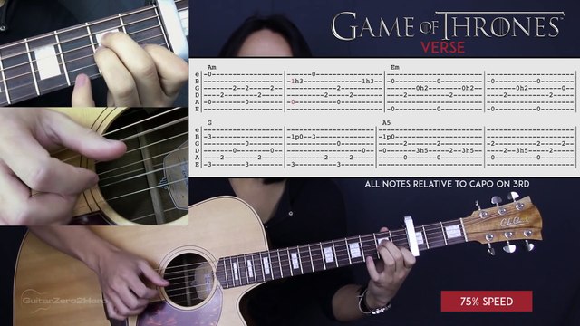 Game Of Thrones Theme Song Fingerstyle Guitar Video Tutorial Lesson + Cover Tabs + Chords