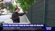 Des bâches installées sur les grilles d'une école à Rennes pour que les enfants ne voient plus les dealers