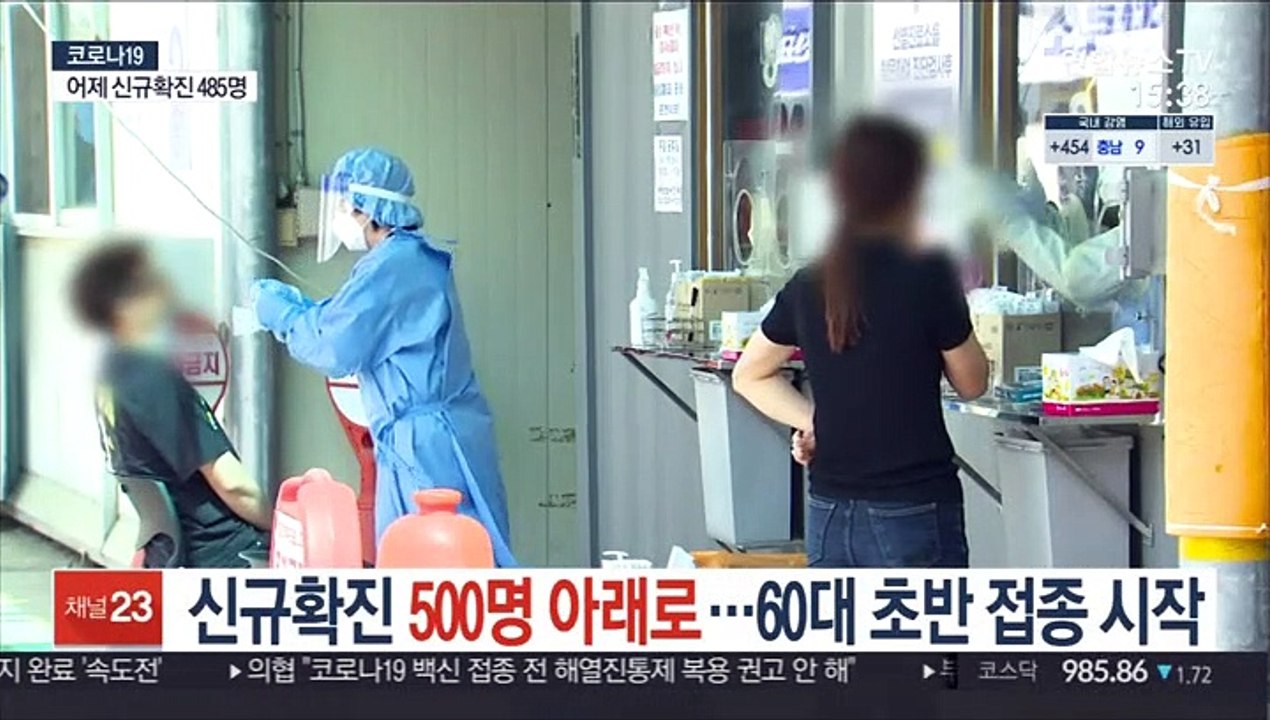 신규확진 500명 아래로…60대 초반 접종 시작