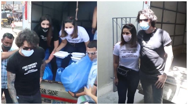 Sunny Leone & Hubby Daniel Weber Distribute Food Packets To The Needy