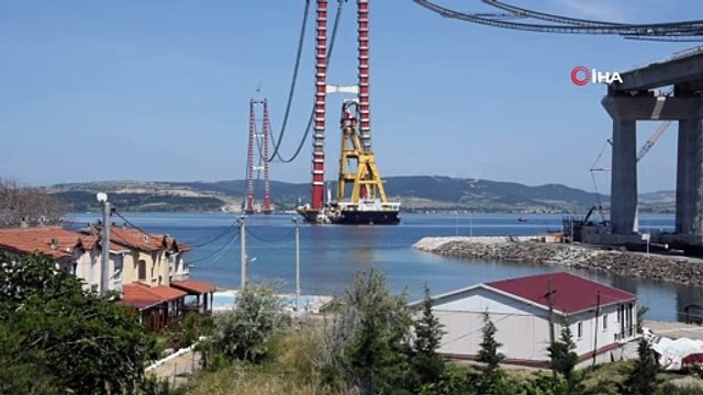 1915 Çanakkale Köprüsü Asya kulesine ilk tabliye bloğu getirildi