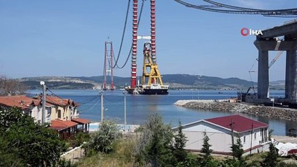 1915 Çanakkale Köprüsü Asya kulesine ilk tabliye bloğu getirildi