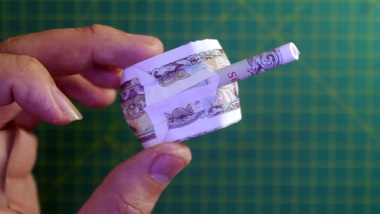 Money origami tank demo -origami money viet nam