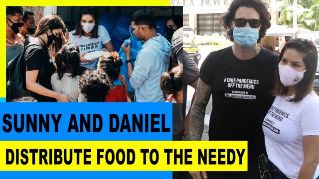Sunny Leone and hubby Daniel Weber distribute food packets to the needy