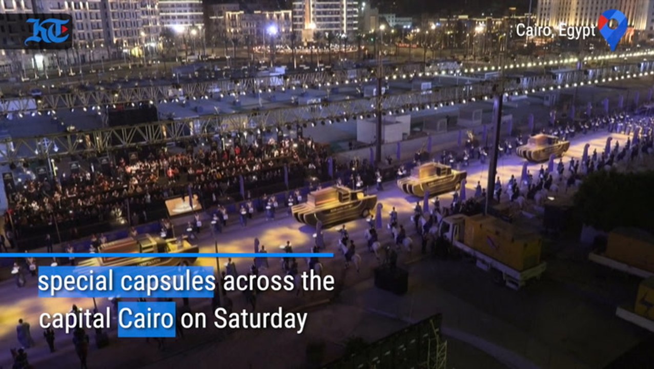 Egyptian mummies parade through Cairo streets