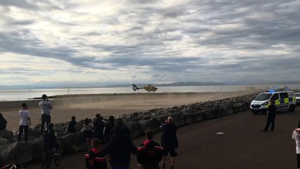 Air ambulance lands on Morecambe beach