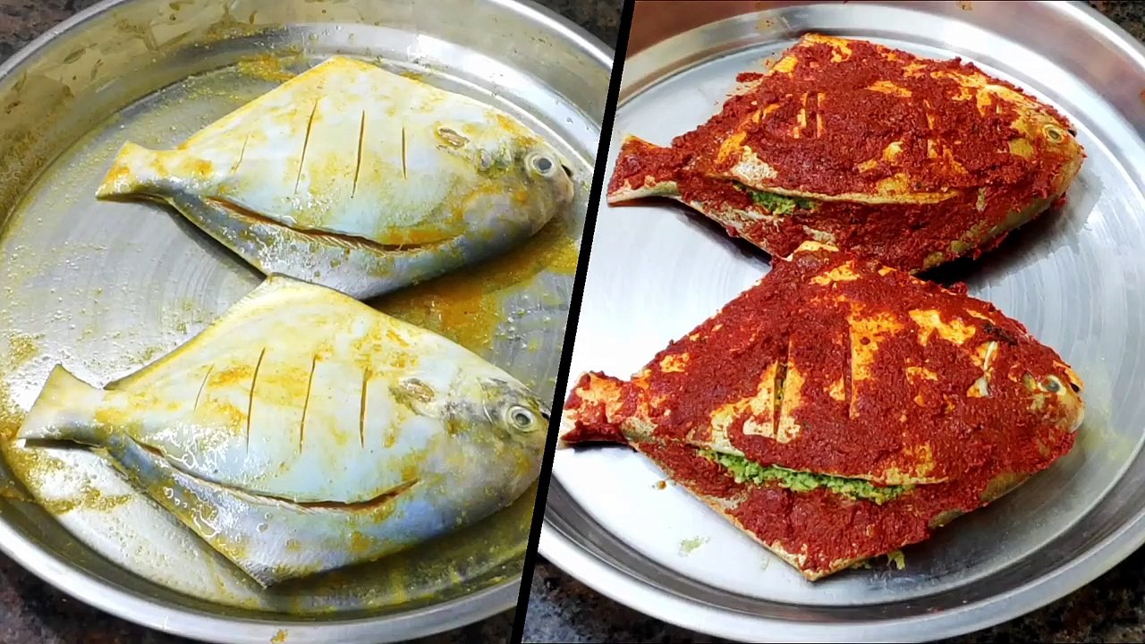 Stuffed Pomfret Fry Goan Style | Paplet Fish Fry | Pomfret Fry Recipe ...