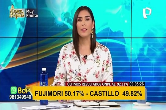 Resultados ONPE al 94.847% de actas procesadas: Pedro Castillo 50.165% y Keiko Fujimori 49.835%