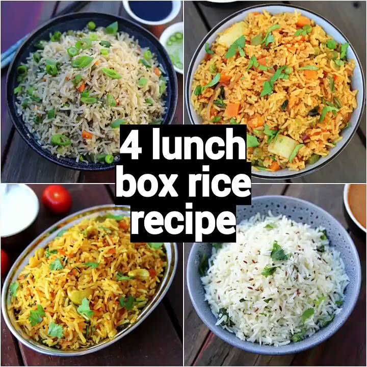4 Lunch Box Rice Recipes 4 Easy & Instant Rice Recipes Tiffin Box