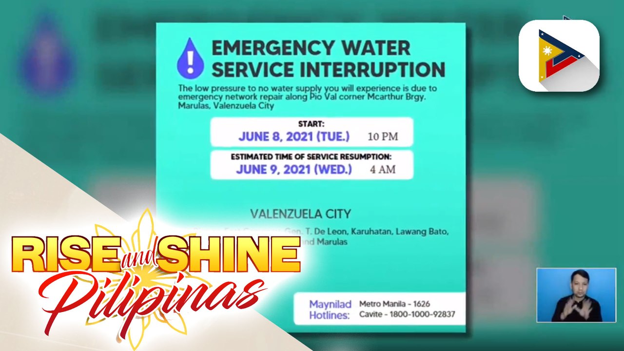 Ilang barangay sa Valenzuela, mawawalan ng tubig