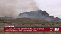 Telegraph Fire growing near Superior