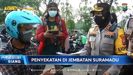 Polres Tanjung Perak Melakukan Penyekatan di Jembatan Suramadu