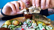 ASMR DORADO FISH   FRIED POTATO   ZUCCHINI CAVAIR | EATING SOUNDS (NO TALKING) MUKBANG