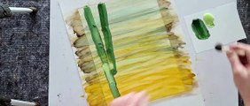 Alcohol Ink Background With Bamboo Painting / Abstract Fluid Art 158