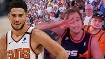 Devin Booker Looks For & Finds ‘Suns In 4’ Fan Who Knocked Out Nuggets Fan In Viral Fight Video
