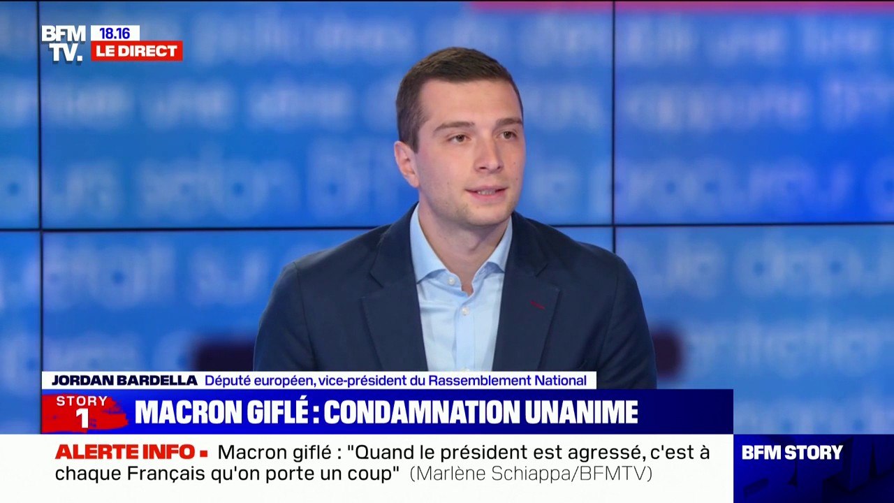 Emmanuel Macron giflé: Jordan Bardella assure que "le Rassemblement national condamne sans la moindre ambiguïté ce geste"