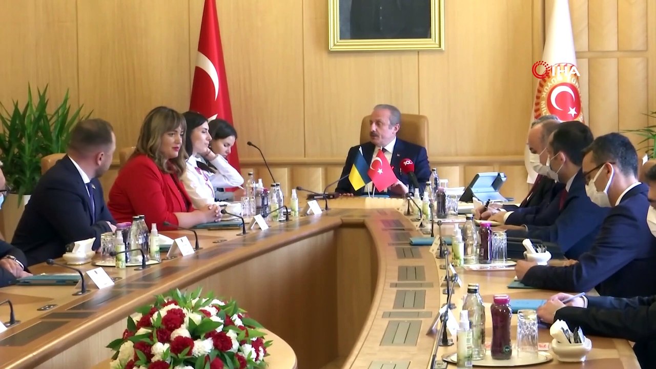 TBMM Başkanı Mustafa Şentop AKPM Ukrayna Delegasyonu Başkanı Maria Mezentseva ile görüştü