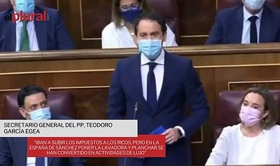 García Egea: "Iban a subir los impuestos a los ricos, pero en la España de Sánchez poner la lavadora y planchar se han convertido en actividades de lujo"